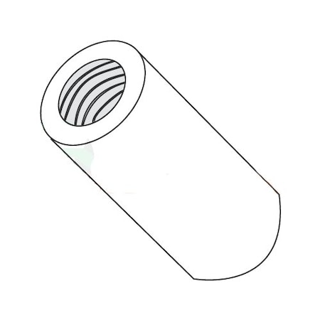 Newport Fasteners Round Standoffs, #10-32 Thrd Sz, 5/8 in Bd L, Nylon Plain, 1/2 in OD, 1000 PK 257808